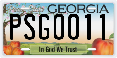 GA license plate PSG0011