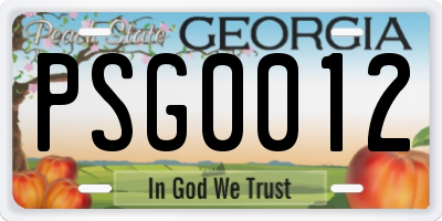 GA license plate PSG0012