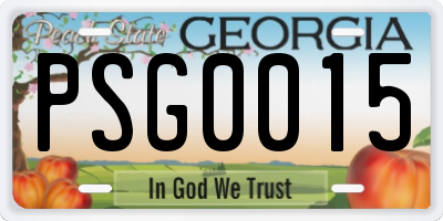 GA license plate PSG0015