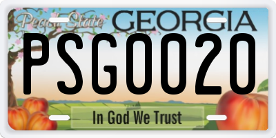 GA license plate PSG0020