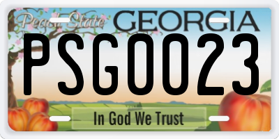 GA license plate PSG0023