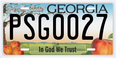 GA license plate PSG0027