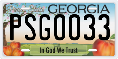 GA license plate PSG0033