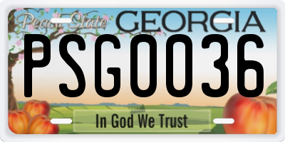 GA license plate PSG0036