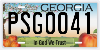 GA license plate PSG0041