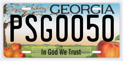 GA license plate PSG0050