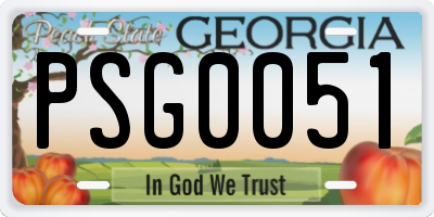 GA license plate PSG0051