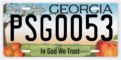 GA license plate PSG0053