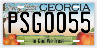 GA license plate PSG0055
