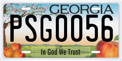 GA license plate PSG0056