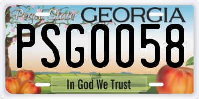 GA license plate PSG0058