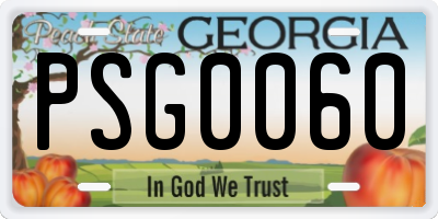 GA license plate PSG0060
