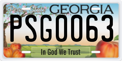 GA license plate PSG0063