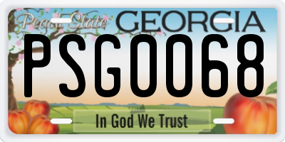 GA license plate PSG0068