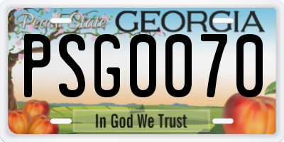 GA license plate PSG0070