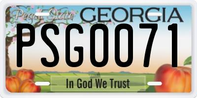 GA license plate PSG0071