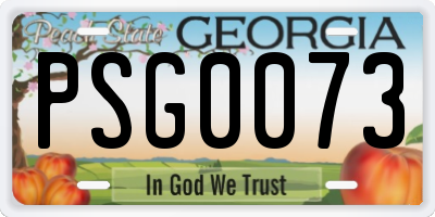 GA license plate PSG0073