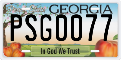GA license plate PSG0077