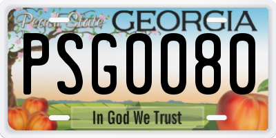 GA license plate PSG0080