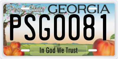 GA license plate PSG0081