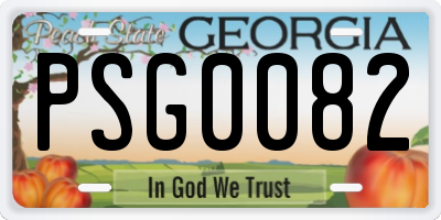 GA license plate PSG0082