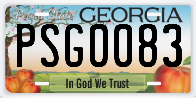 GA license plate PSG0083
