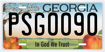 GA license plate PSG0090