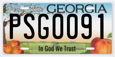 GA license plate PSG0091