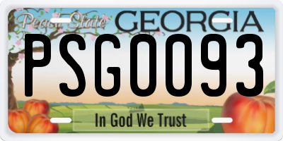 GA license plate PSG0093