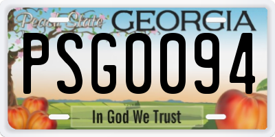 GA license plate PSG0094
