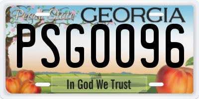 GA license plate PSG0096