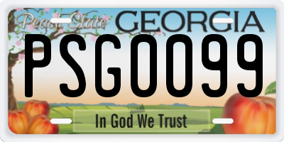 GA license plate PSG0099