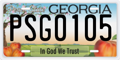 GA license plate PSG0105