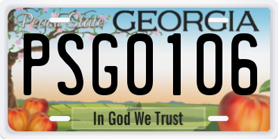 GA license plate PSG0106
