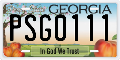GA license plate PSG0111