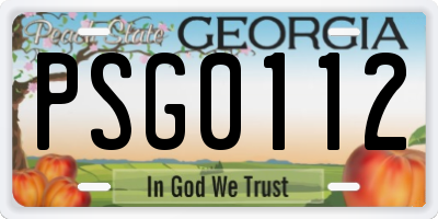 GA license plate PSG0112
