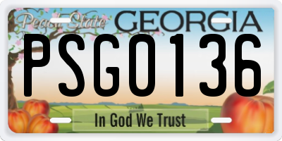 GA license plate PSG0136