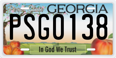 GA license plate PSG0138