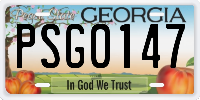 GA license plate PSG0147