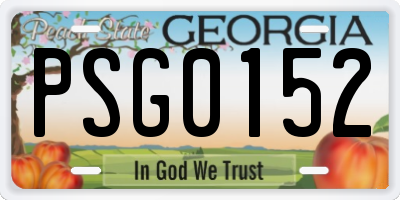 GA license plate PSG0152
