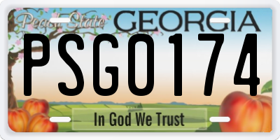 GA license plate PSG0174