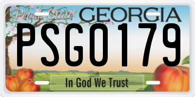 GA license plate PSG0179