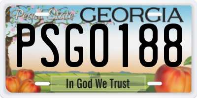 GA license plate PSG0188