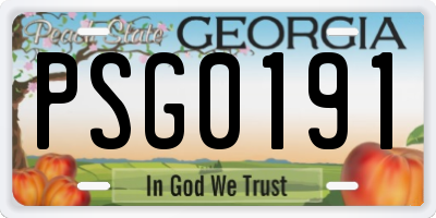 GA license plate PSG0191