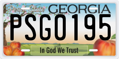 GA license plate PSG0195