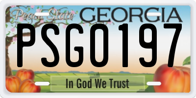GA license plate PSG0197