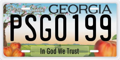 GA license plate PSG0199