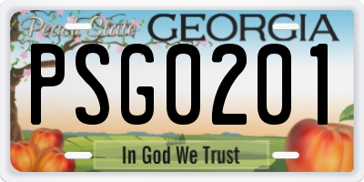 GA license plate PSG0201