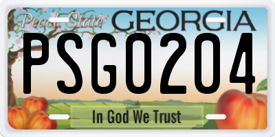 GA license plate PSG0204