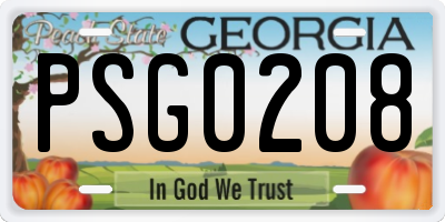 GA license plate PSG0208